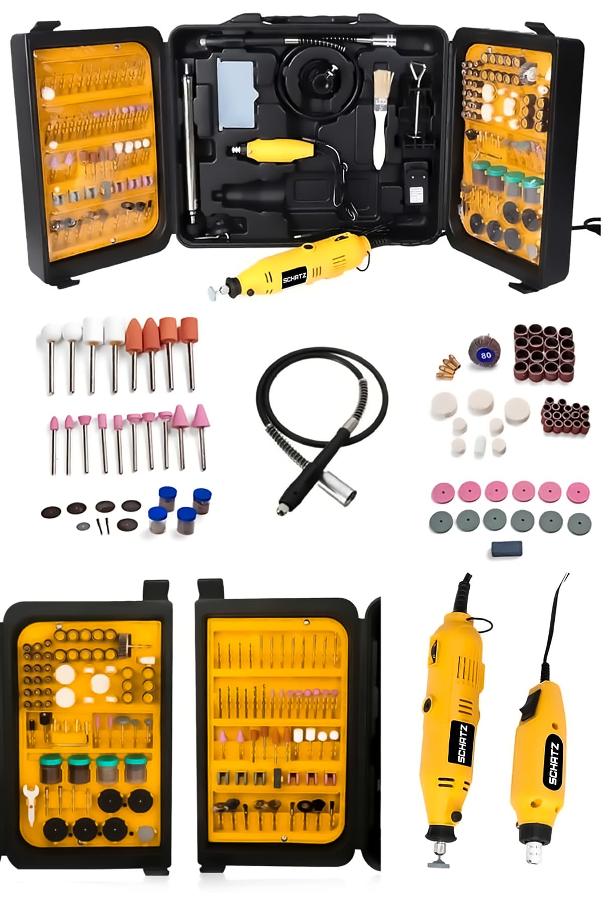 Profesyonel 130w Çok Fonksiyonlu Gravür Oyma Dremel Taşlama Zımpara Kesme Set 350 Parça