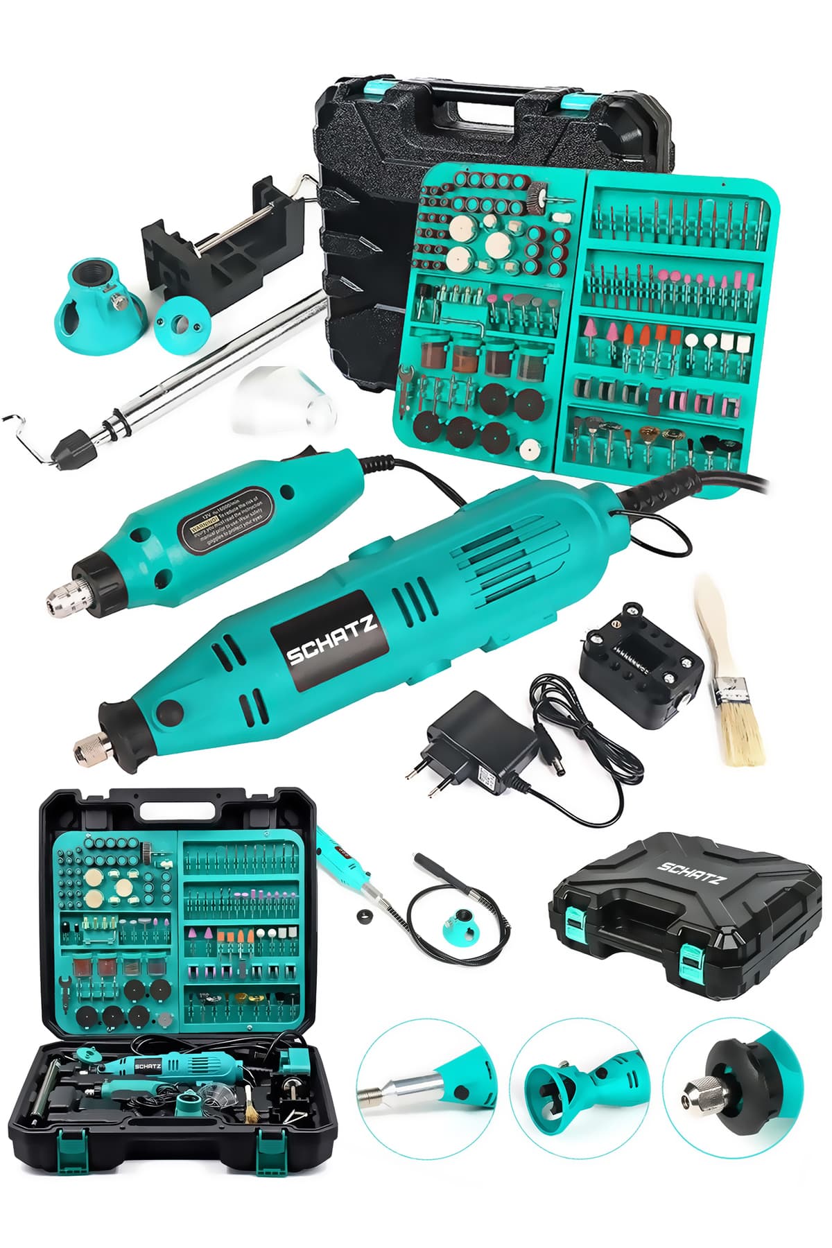 Profesyonel 130w Çok Fonksiyonlu Gravür Oyma Dremel Taşlama Zımpara Kesme Set 352 Parça