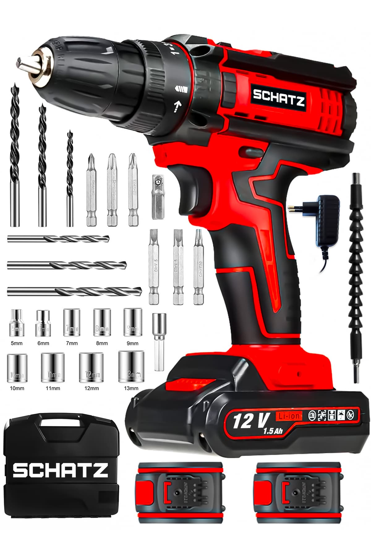 12v Darbeli Li-ion Çift Akülü Bakır Sargılı Şarjlı Vidalama Matkap 24 Parça Setli K320i484