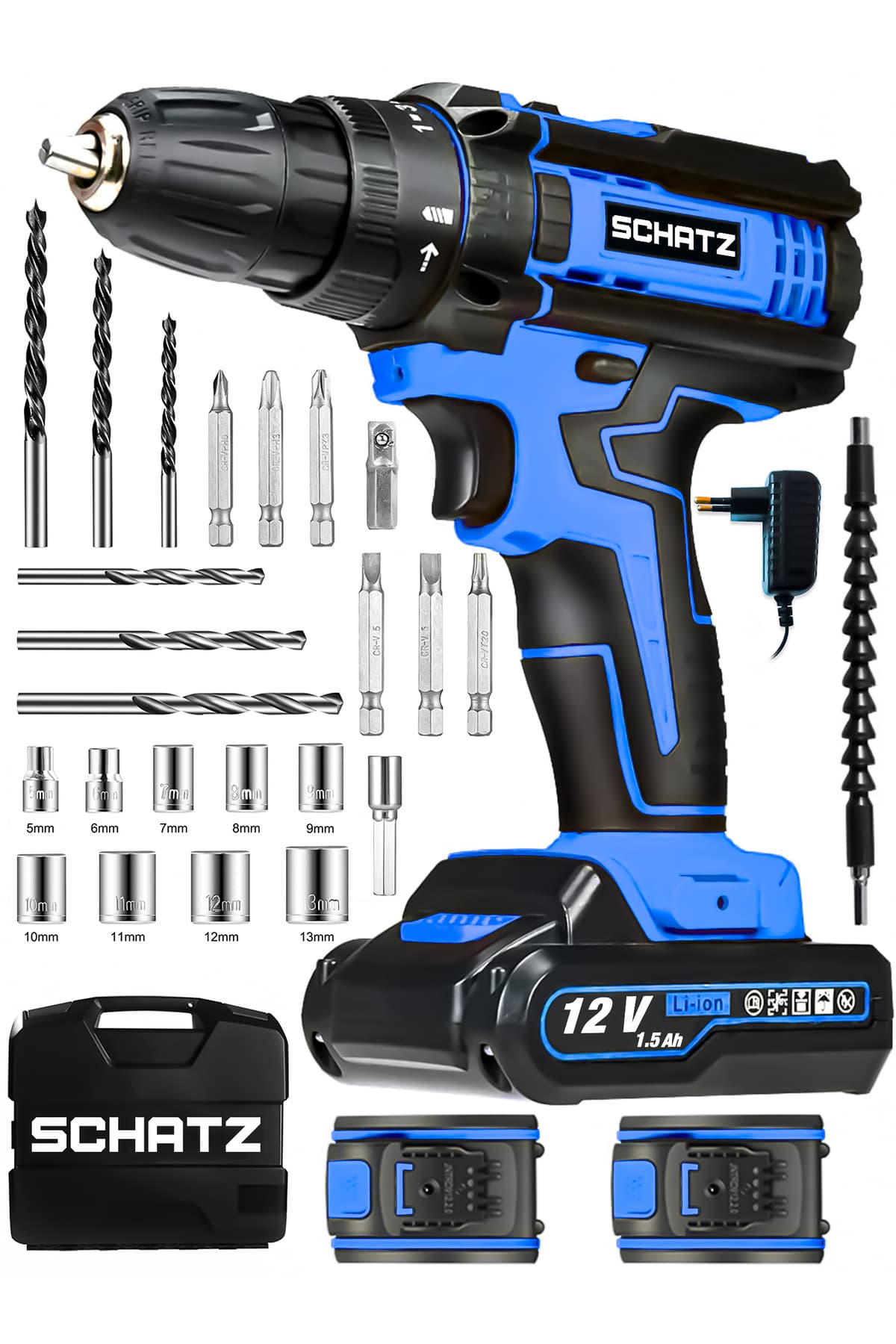 12v Darbeli Li-ion Çift Akülü Bakır Sargılı Şarjlı Vidalama Matkap 24 Parça Setli M320i485