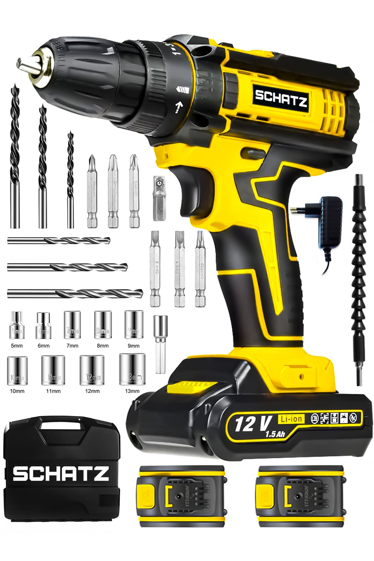 12v Darbeli Li-ion Çift Akülü Bakır Sargılı Şarjlı Vidalama Matkap 24 Parça Setli S320i488