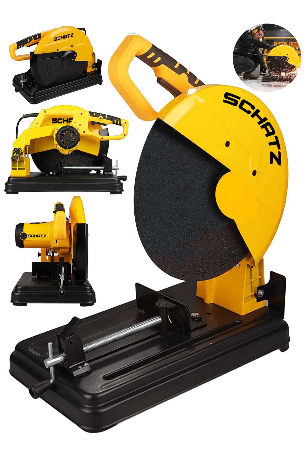 2000W Bakır Sargılı Metal Şanzıman 355 Mm Profil Metal Kesme Makinesi Sarı