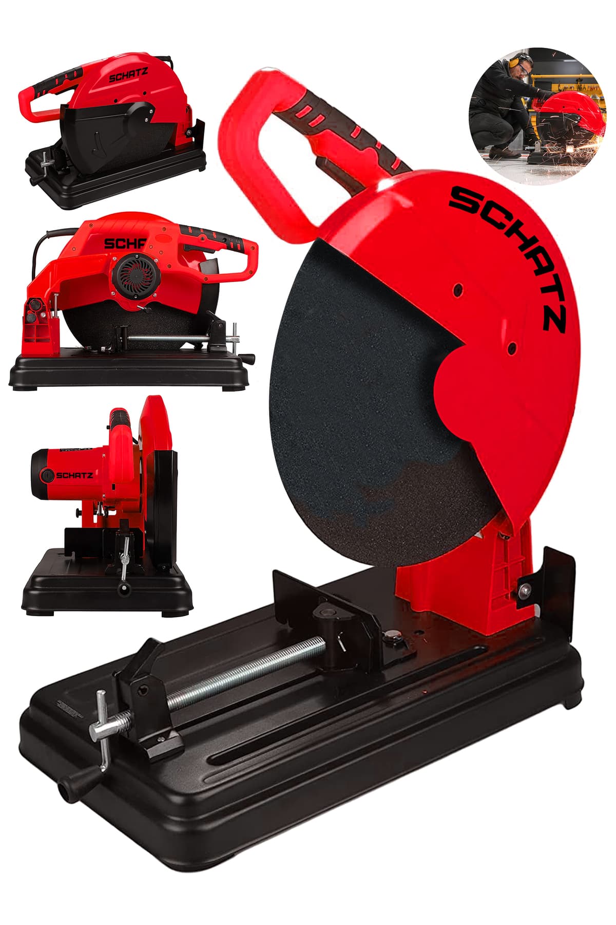 2000W Bakır Sargılı Metal Şanzıman 355 Mm Profil Metal Kesme Makinesi Kırmızı