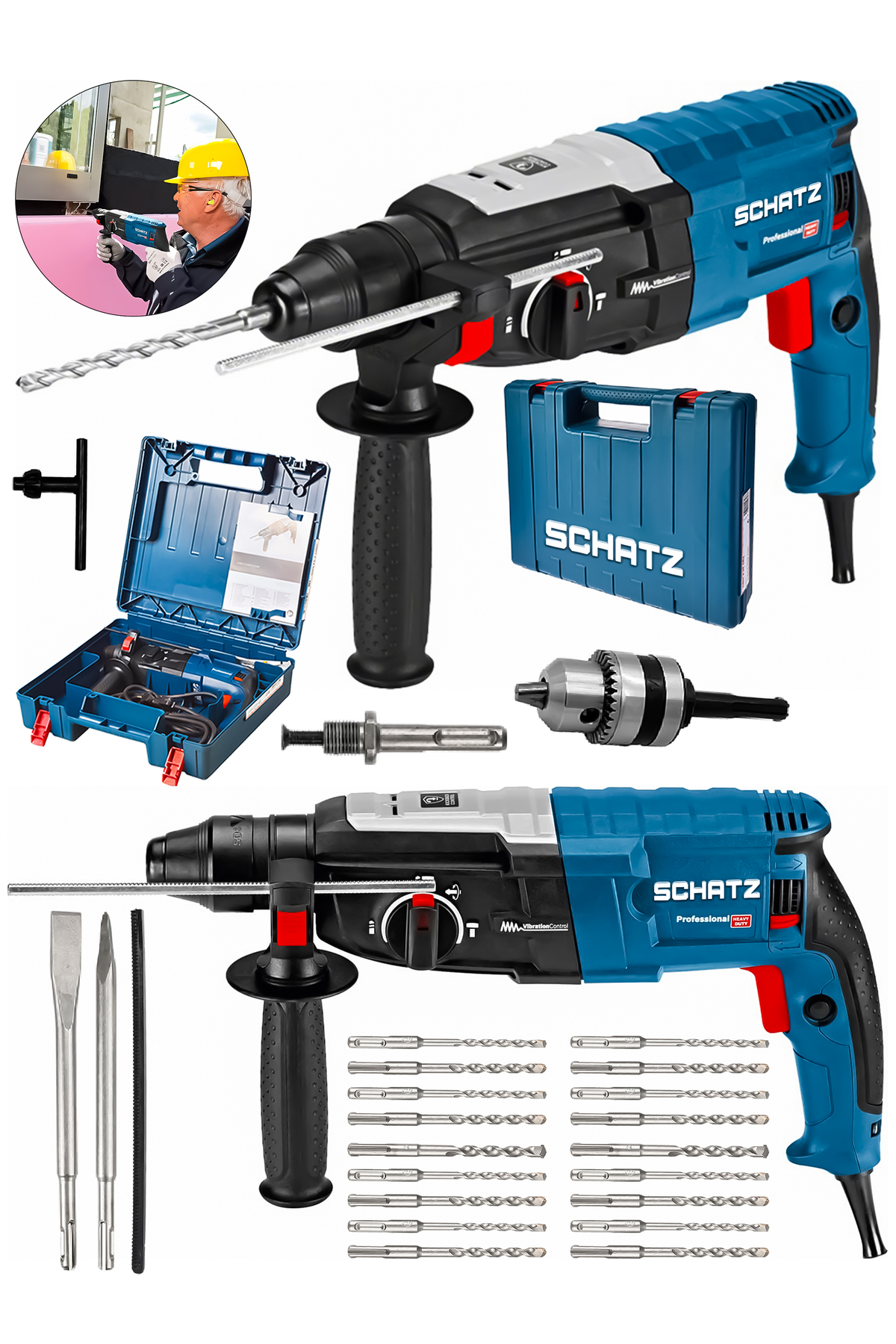 Profesyonel 850W Metal Şanzıman 2-28mm Kırıcı Delici Hilti Elektrikli Darbeli Matkap + 20 Uç ürün görseli