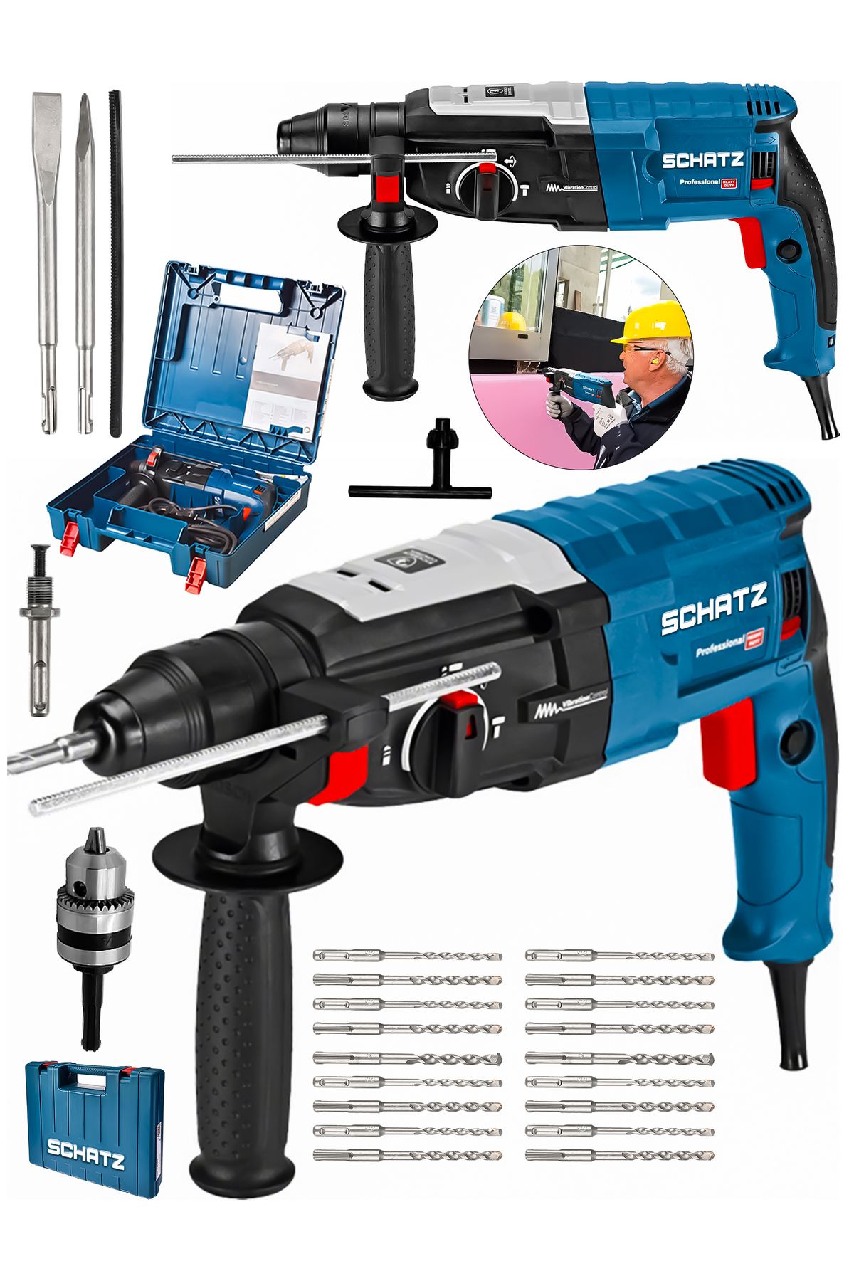 Profesyonel 850W Metal Şanzıman 2-28mm Kırıcı Delici Hilti Elektrikli Darbeli Matkap + 20 Uç - 2. görünüm