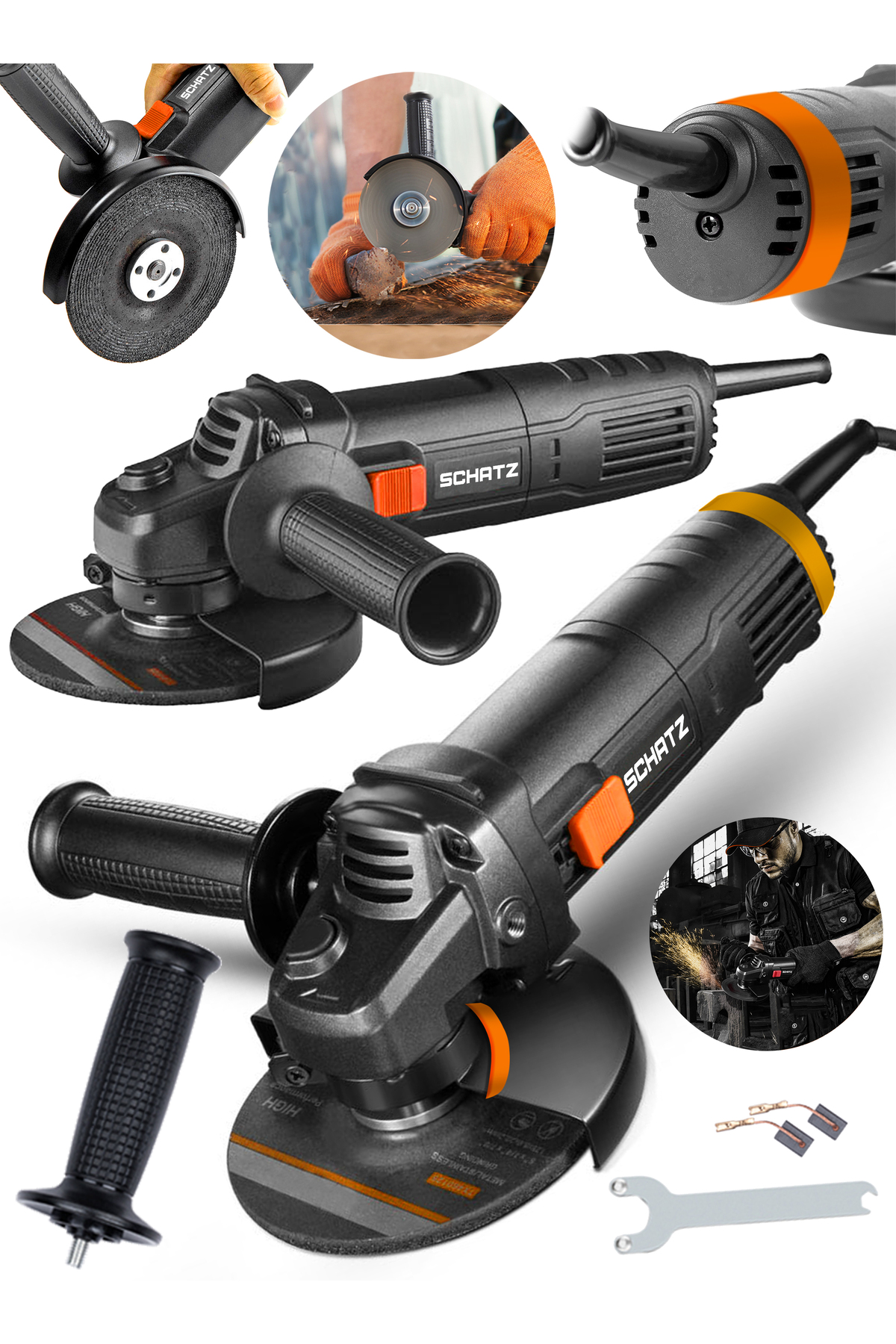 750w Metal Şanzıman Bakır Sargılı Avuç İçi Taşlama Demir Metal Kesme Makinesi Siyah Spiral 125 mm - 2. görünüm