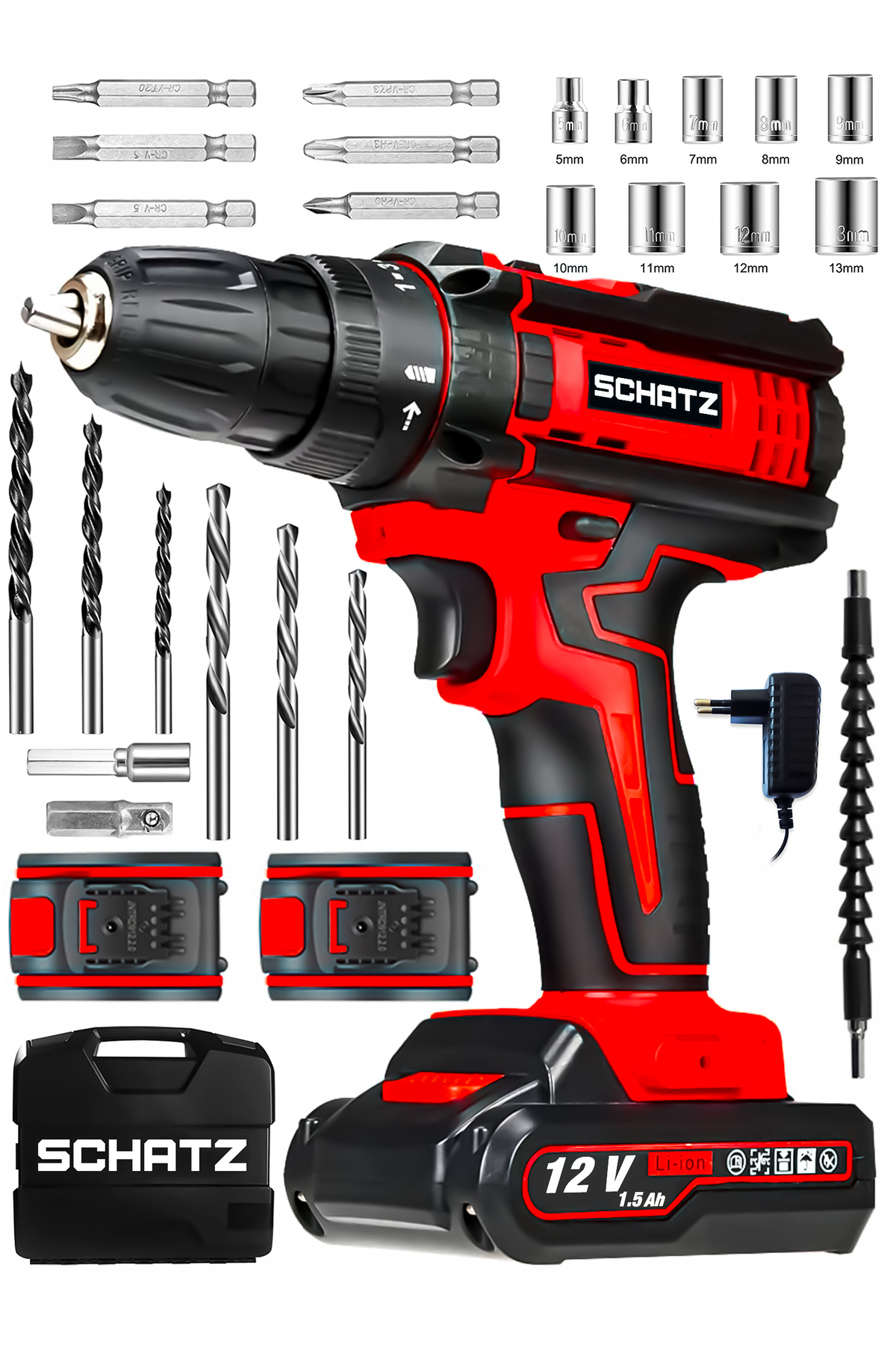 12v Darbeli Li-ion Çift Akülü Bakır Sargılı Şarjlı Vidalama Matkap 24 Parça Setli K320i484 - 2. görünüm