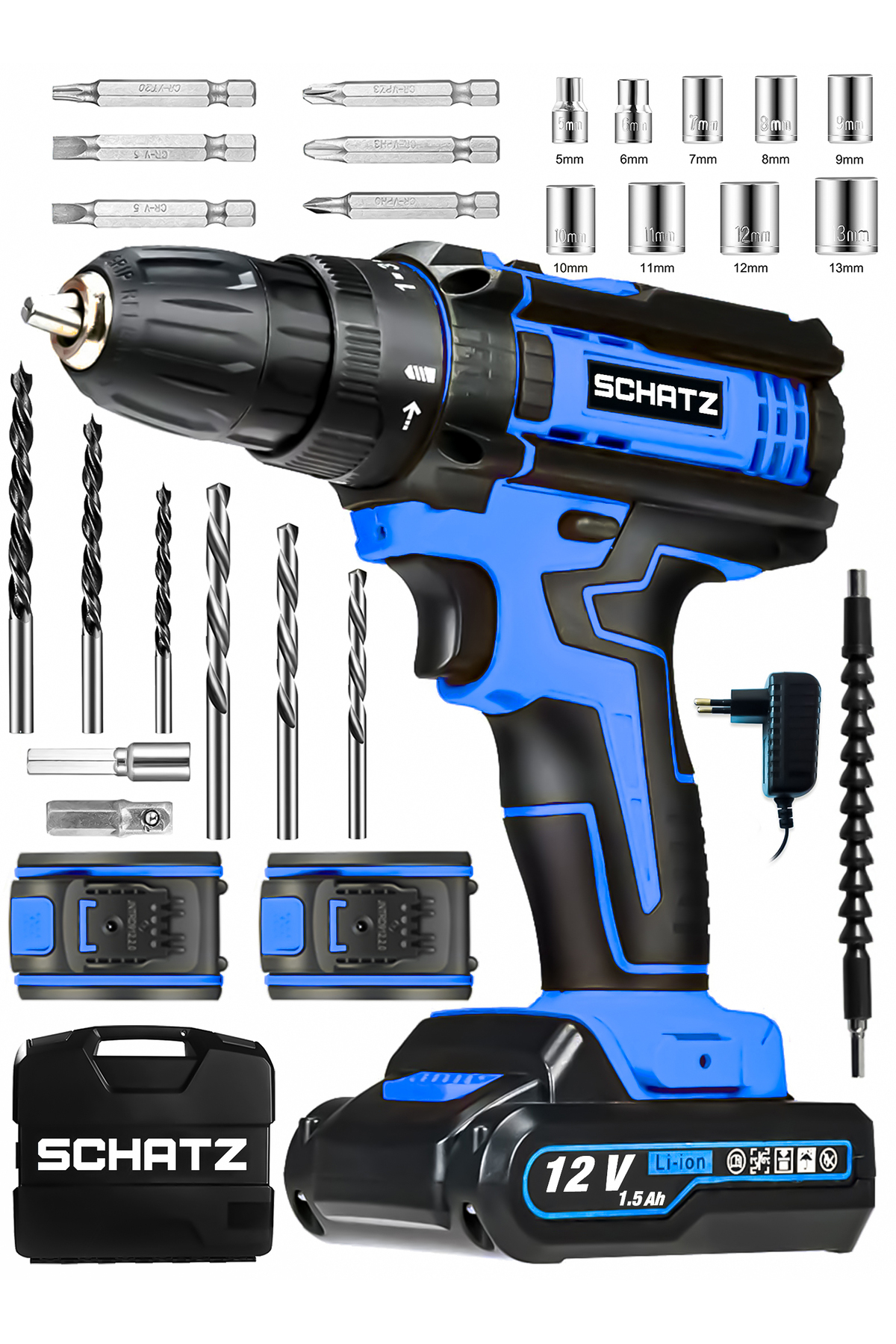 12v Darbeli Li-ion Çift Akülü Bakır Sargılı Şarjlı Vidalama Matkap 24 Parça Setli M320i485 - 2. görünüm