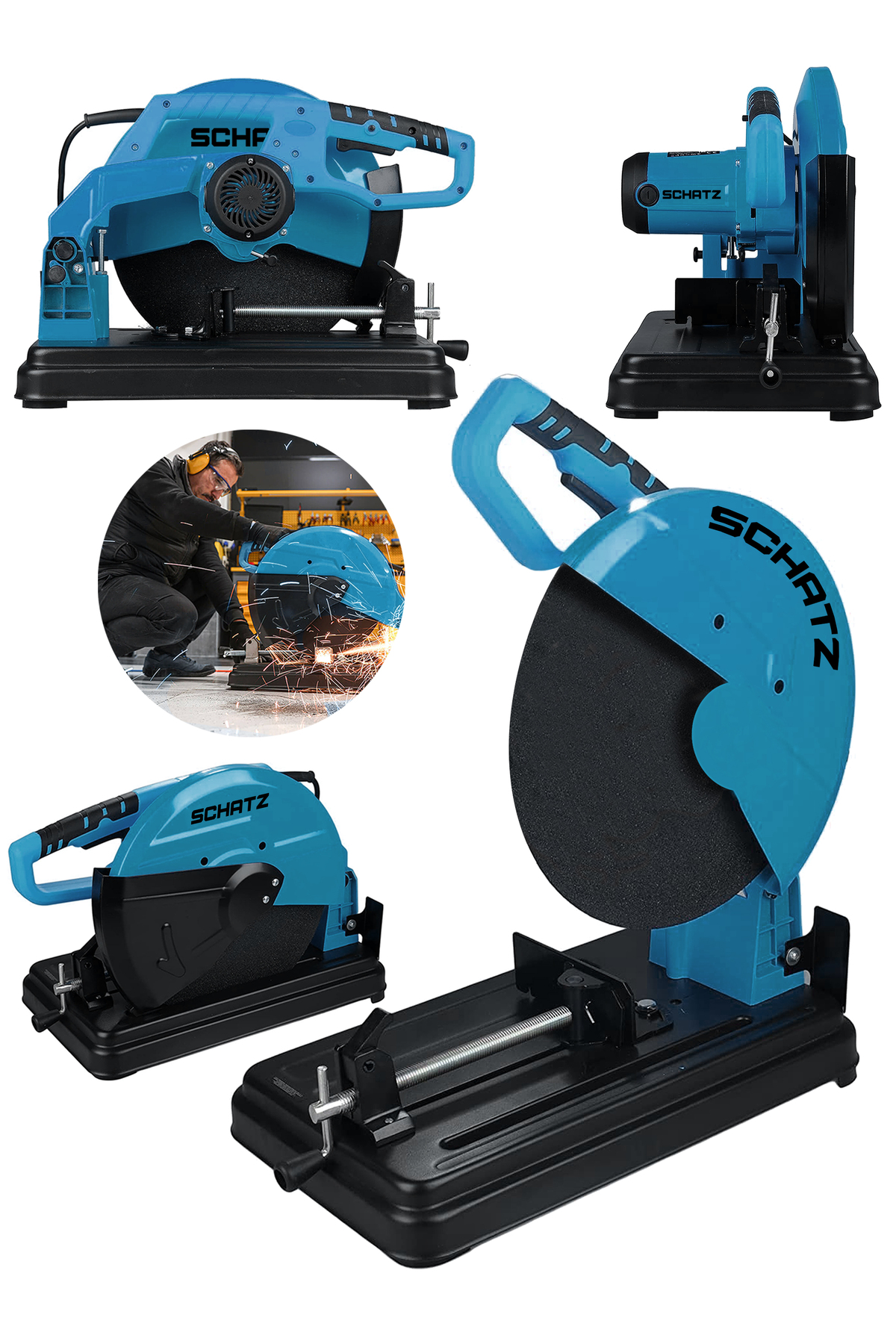 2000W Bakır Sargılı Metal Şanzıman 355 Mm Profil Metal Kesme Makinesi Mavi - 2. görünüm