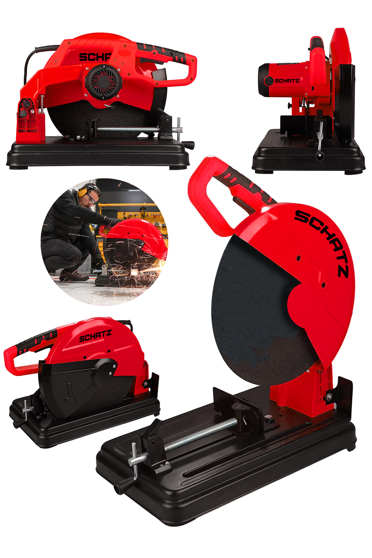 2000W Bakır Sargılı Metal Şanzıman 355 Mm Profil Metal Kesme Makinesi Kırmızı - 2. görünüm